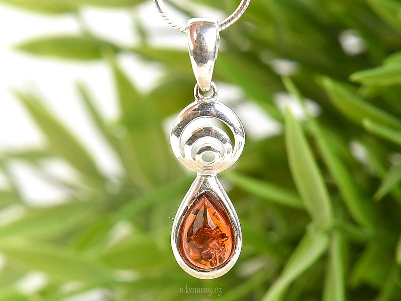 Amber pendant with spiral Ag 925/1000