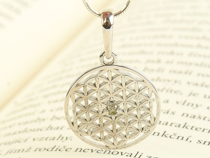 Mandala silver pendant with vltavine Ag 925/1000 + Rh