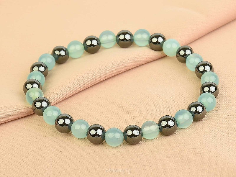 Hematite and Blue Jade Smooth Bracelet