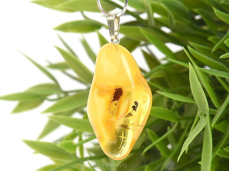 Amber in honey color pendant Ag 925/1000