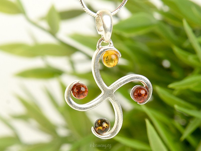 Silver pendant with amber mixed shades Ag 925/1000
