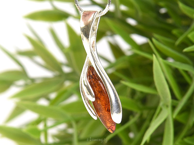 Pendant with stone amber Ag 925/1000