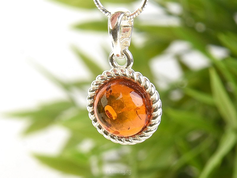 Elegant women's pendant with amber Ag 925/1000