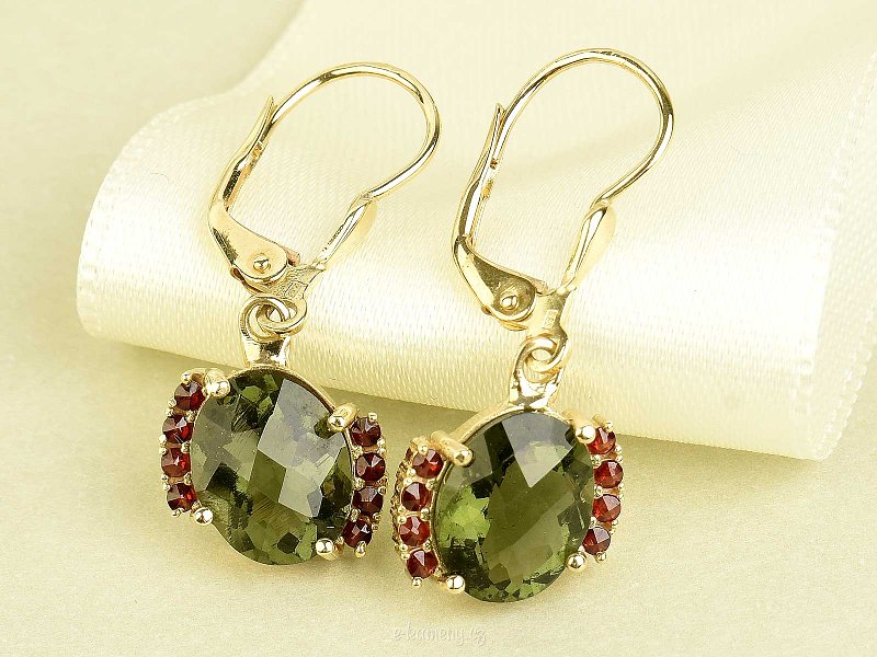 Gold earrings with stones and garnets Au 585/1000 14K 4.00g