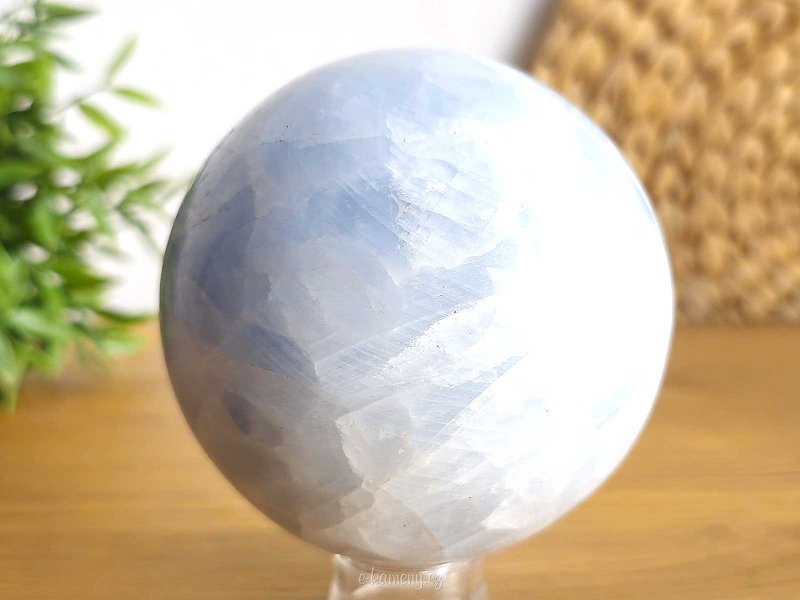 Polished blue calcite ball 91mm