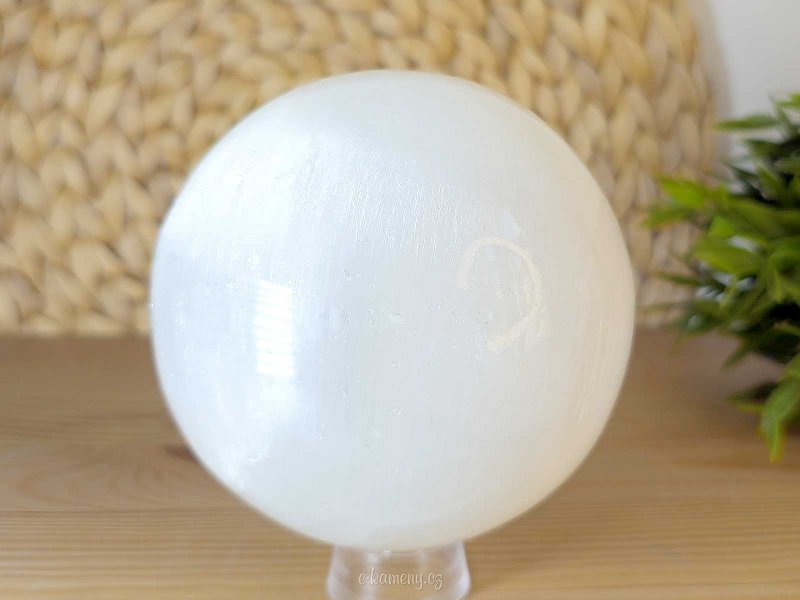 Selenite stone in the shape of a ball with a diameter of 9.9 cm