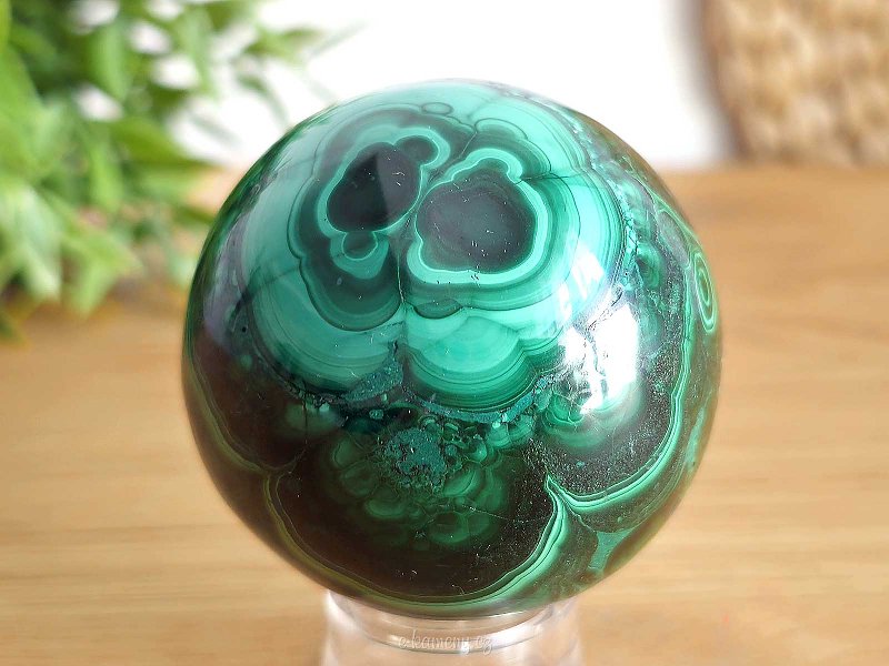 Malachite stone in the shape of a ball with a diameter of 5.8 cm