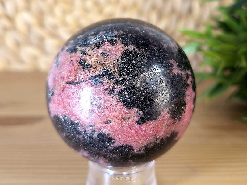 Rhodonite stone in the shape of a ball with a diameter of 6.2 cm