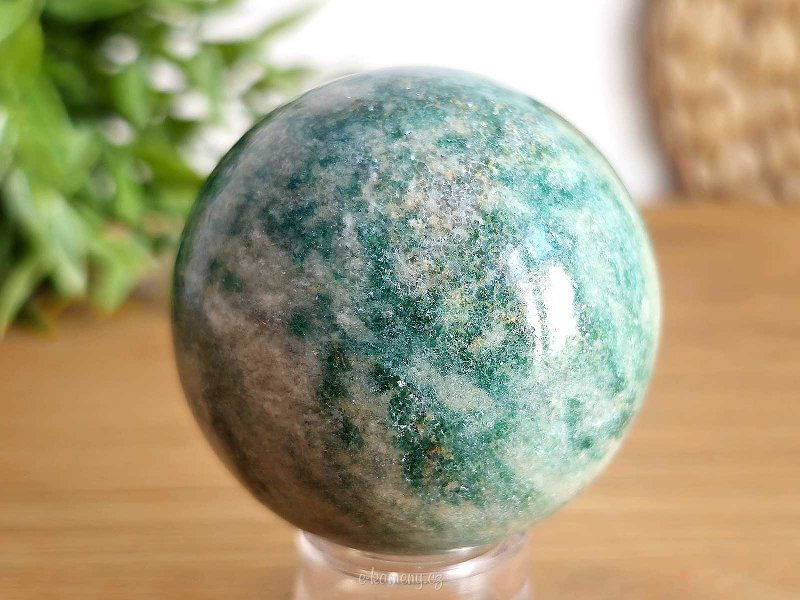 Green aventurine stone in the shape of a ball with a diameter of 5.7 cm