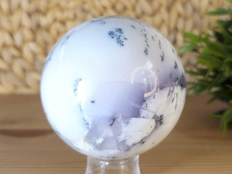 Dendritic opal stone in the shape of a sphere 7.7 cm