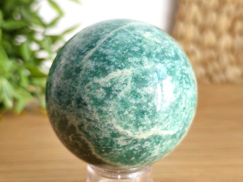 Green aventurine stone in the shape of a ball with a diameter of 6.4 cm