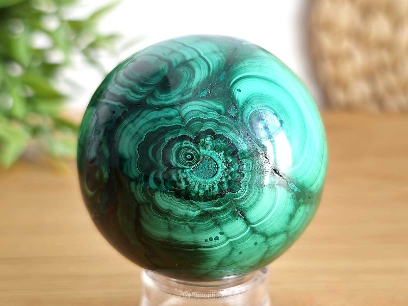 Malachite stone in the shape of a ball with a diameter of 5.3 cm