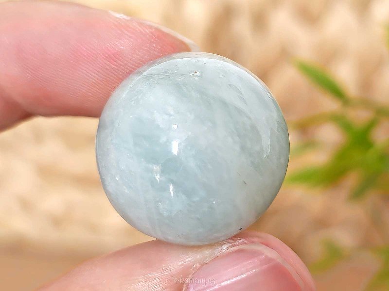 Aquamarine stone in the shape of a sphere with a diameter of 2.3 cm