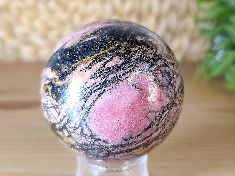 Rhodonite stone in the shape of a ball with a diameter of 5.5 cm