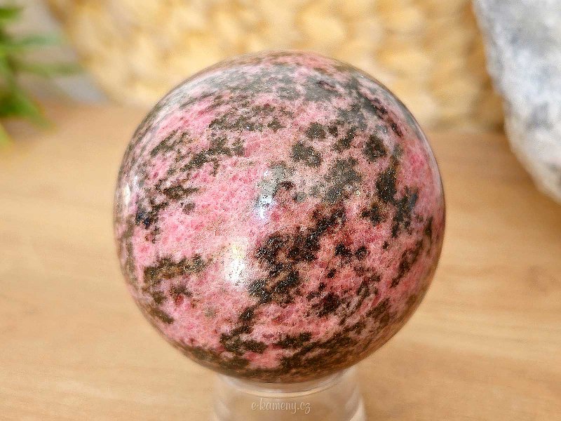 Rhodonite stone in the shape of a ball 443 grams