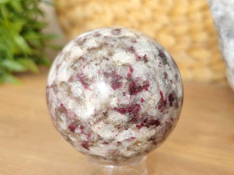 Tourmaline rubellite stone in the shape of a sphere 311 grams