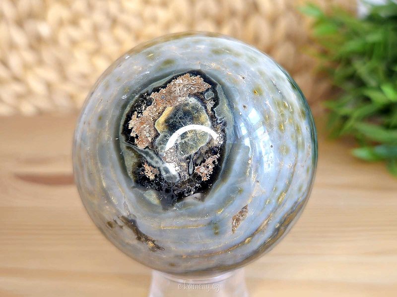 Stone jasper ocean in the shape of a sphere 489 grams