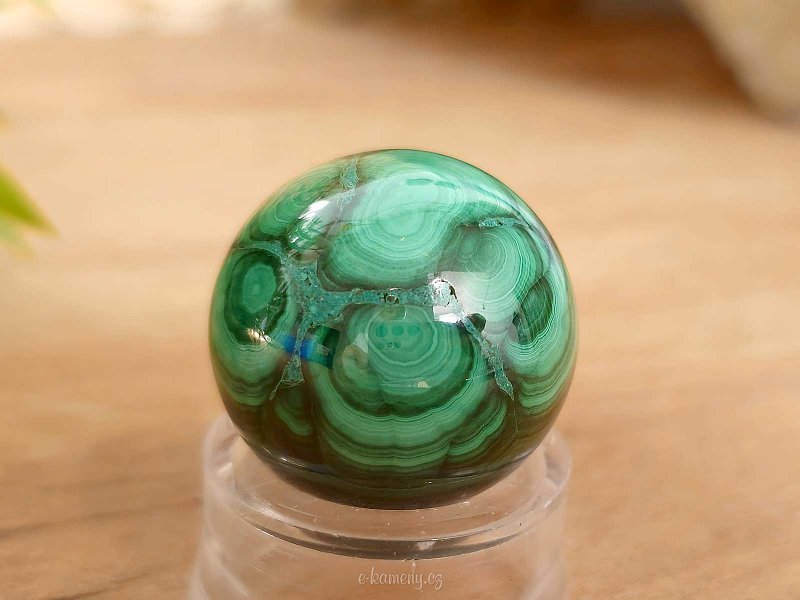 Malachite stone in the shape of a smooth ball 44 grams