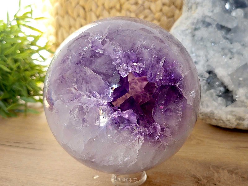 Amethyst stone in the shape of a ball with a cavity 2678 grams