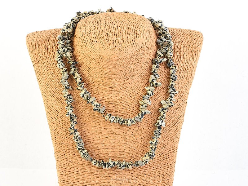 Dlouhý náhrdelník kousky kamenů - Jaspis dalmatin