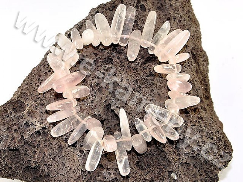 Rose quartz bracelet in the shape of long ovals