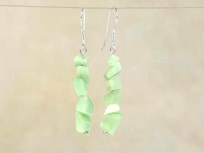Earrings made of green stone ulexite Ag