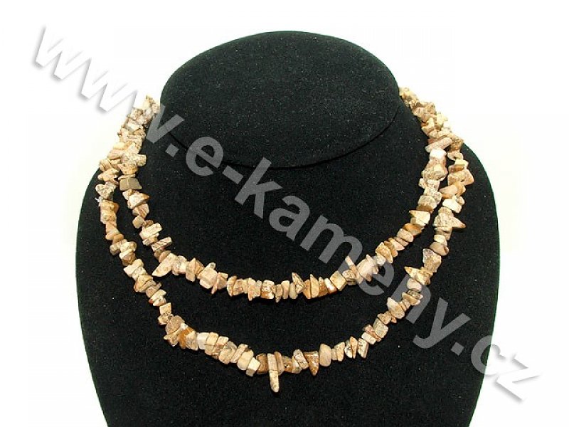 Long necklace pieces of stones - larger pictorial jasper