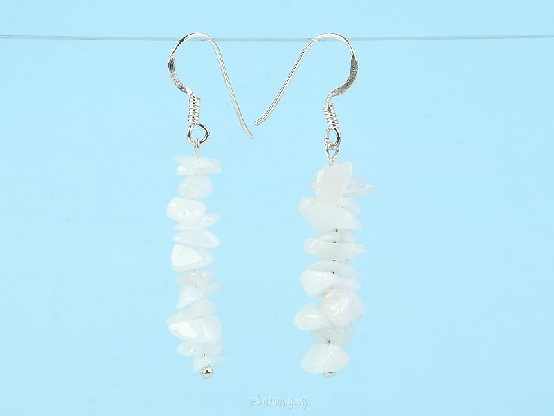 Earrings made of white quartz stone Ag
