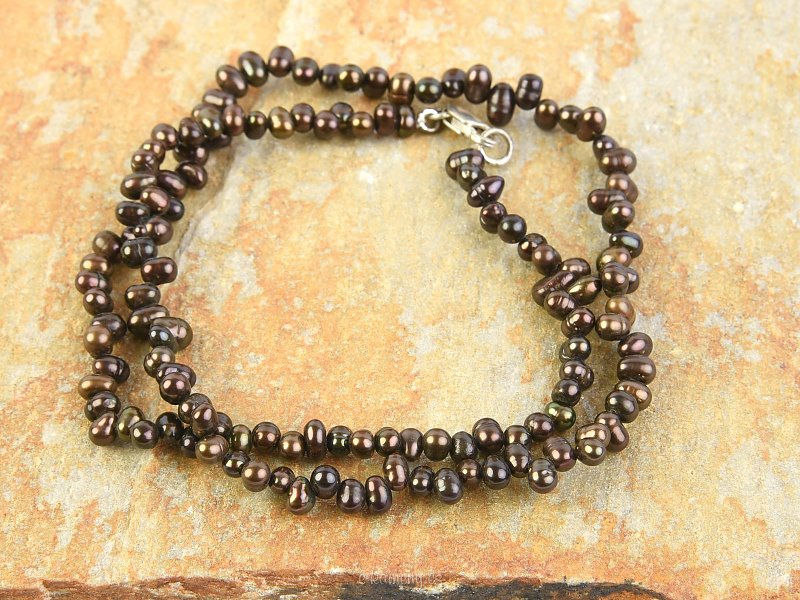 Necklace of pearls - dark zelenozlatavý 45 cm