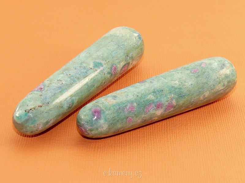 Ruby in fuchsite in the shape of small rods