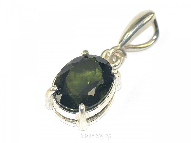 Moldavite pendant with oval cut larger Ag 925/1000