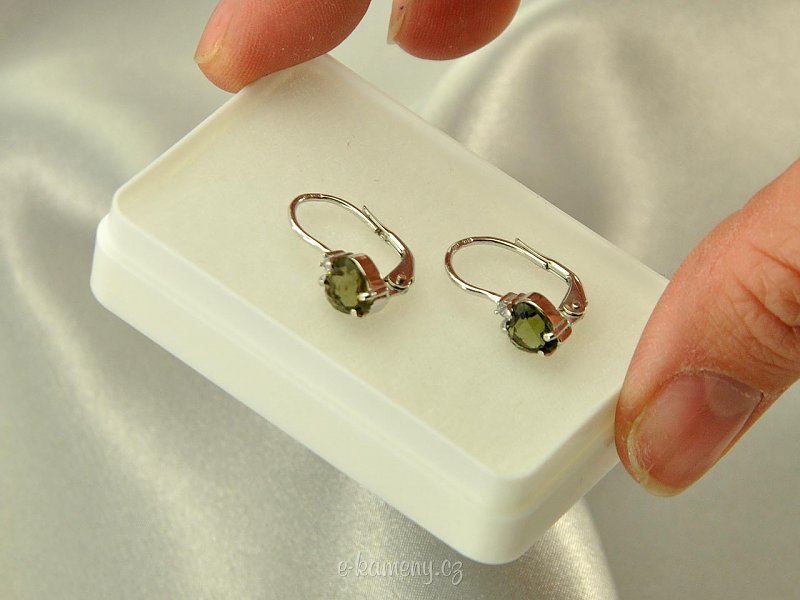 Earrings with moldavites Ag 925/1000 17 mm
