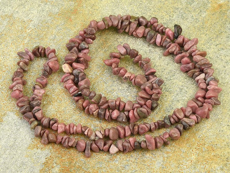 Long necklace with stones - Rodonite