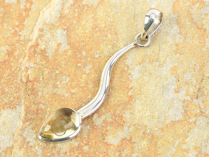 Long citrine pendant in silver