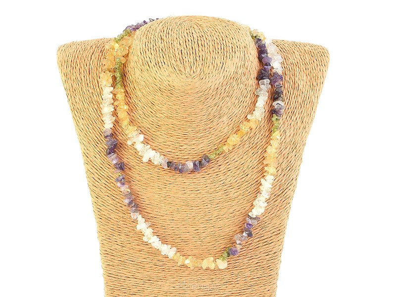Long necklace pieces of stones - Citrine-Amethyst-Peridot-apatite