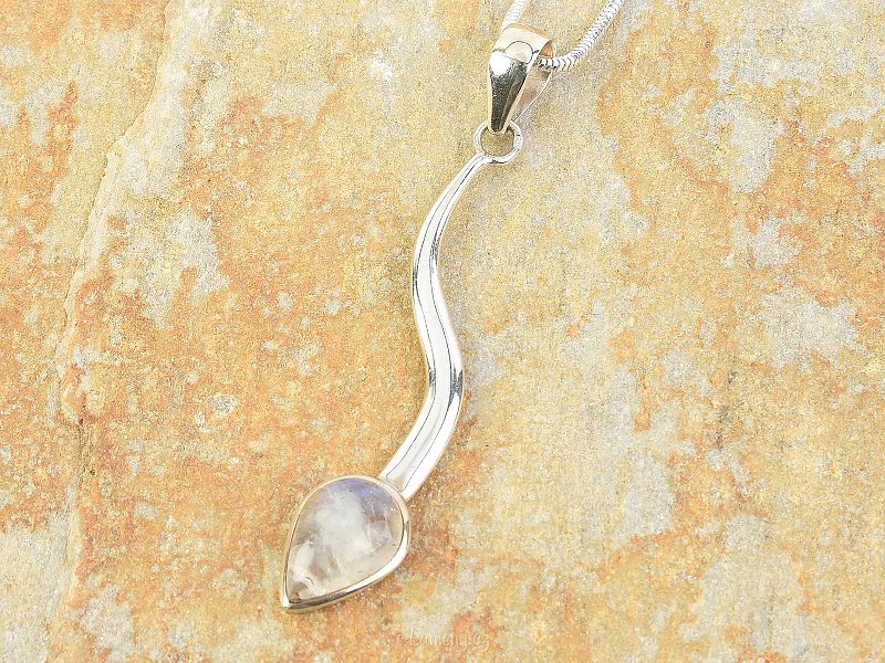 Moonstone long pendant in silver