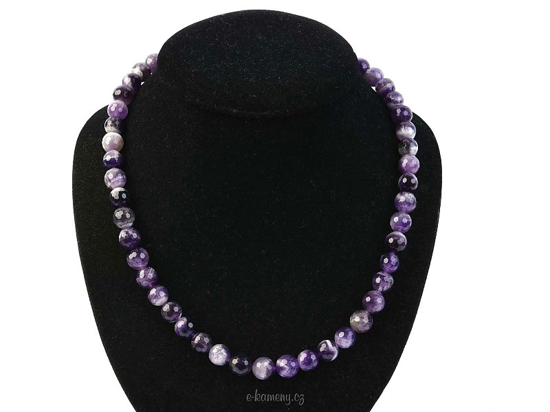 Amethyst necklace beads cut 52 cm