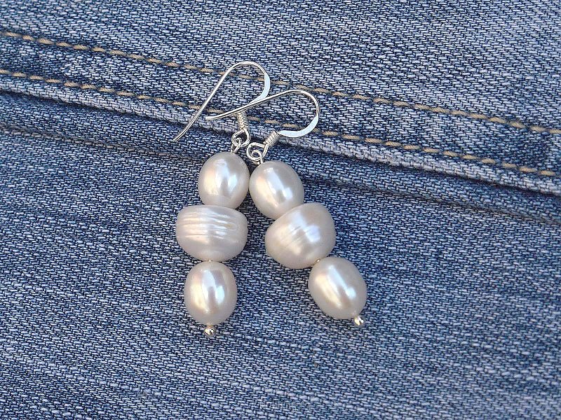 Pearl earrings larger hooks Ag 925/1000