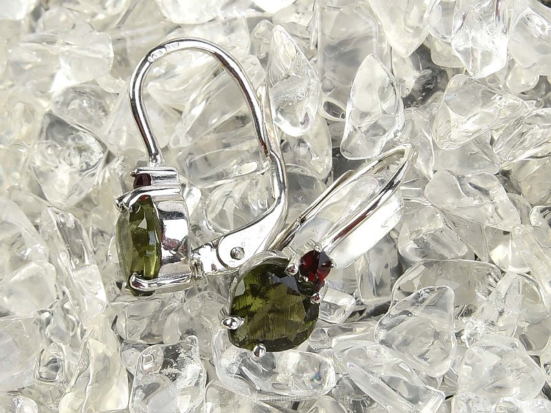 Rhinestone earrings with Ag 925/1000 + Rh garnet