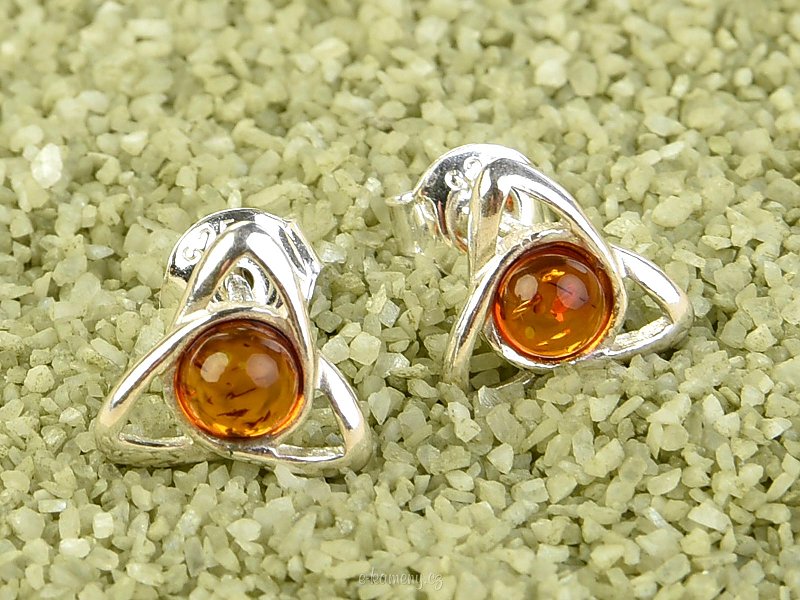 Amber earrings Ag 925/1000 4mm