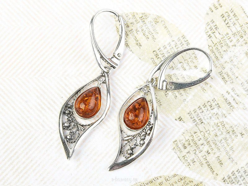 Amber earrings silver decorated with Ag 925/1000 9x6mm