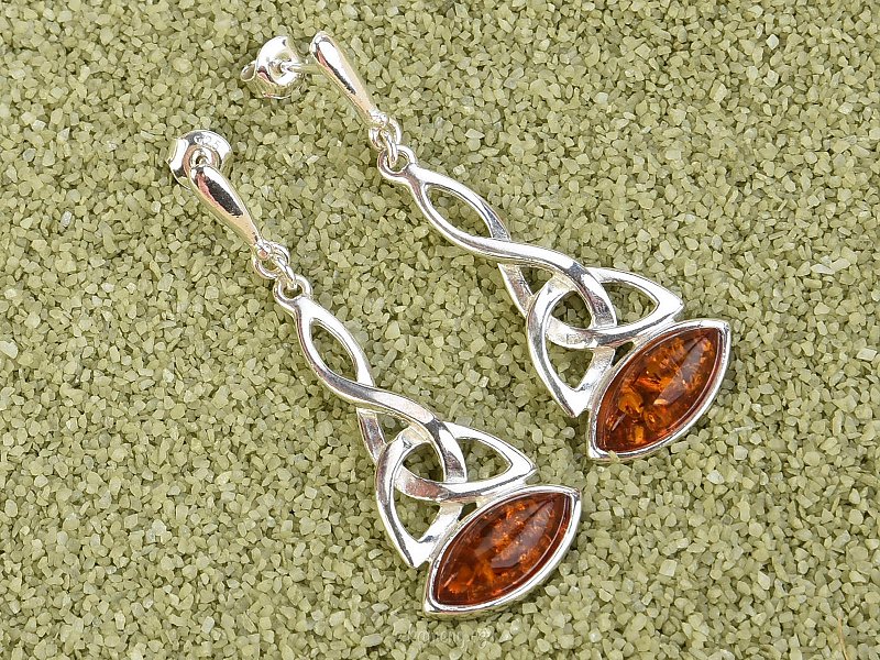 Amber earrings Ag 925/1000 13x6mm