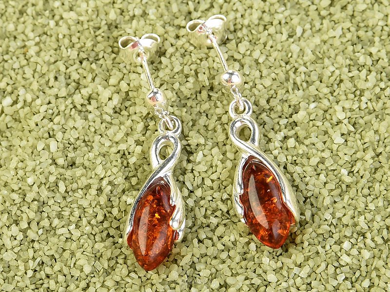 Amber earrings silver Ag 925/1000 12mm