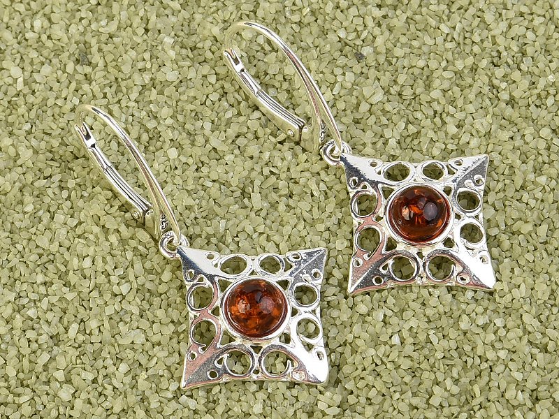 Amber earrings silver Ag 925/1000 6mm