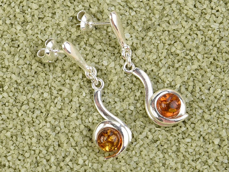 Silver amber earrings Ag 925/1000 5mm