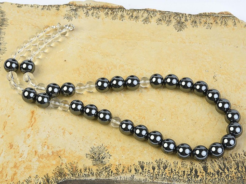 Ballpoint necklace mix hematite and crystal 52cm