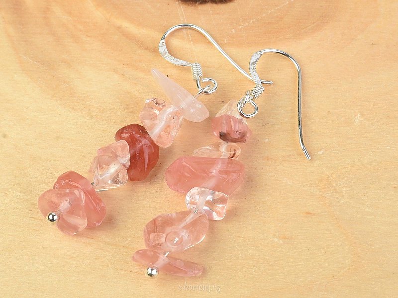 Earrings made of pink calcite Ag hook