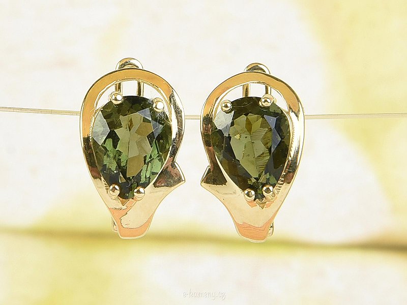 Earrings in gold with moldavite 4.86g Au 585/1000