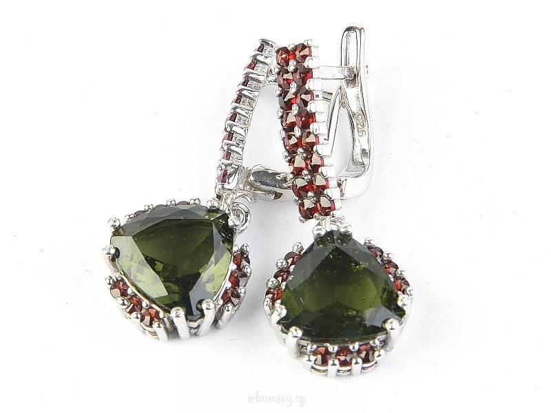 Cut Crystal Crocodile Earrings with Ag 925/1000 + RH Garnets