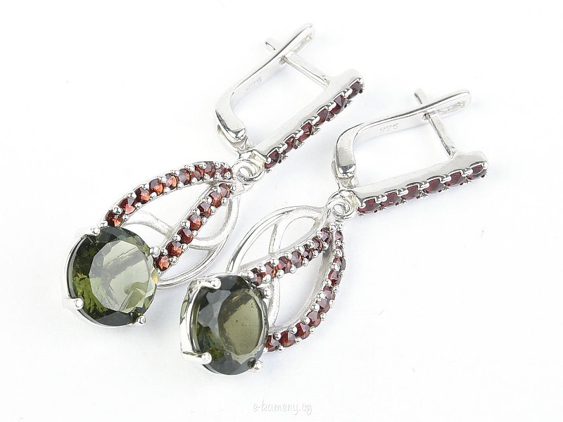 Cut Crystal Earrings and Ag 925/1000 + RH Garnets